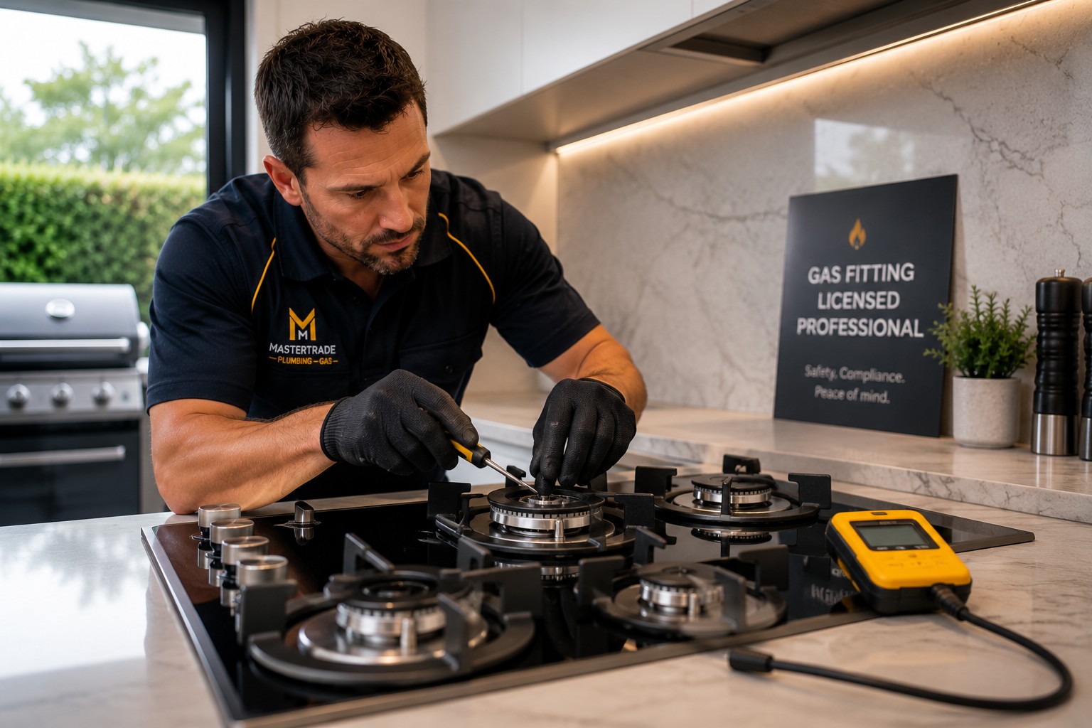 Gas cooktop installation by licensed gas fitter